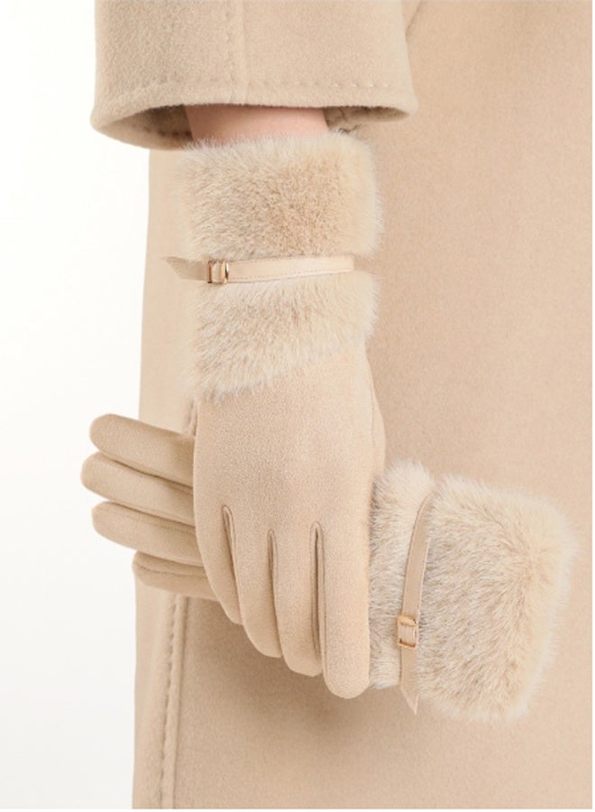 Girl's gloves, winter touch screen, comfortable velvet warm and thick warm gloves, cold and windproof gloves - Image 2